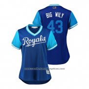 Camiseta Beisbol Mujer Kansas City Royals Wily Peralta 2018 LLWS Players Weekend Big Wily Azul