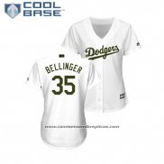 Camiseta Beisbol Mujer Los Angeles Dodgers Cody Bellinger 2018 Dia de los Caidos Cool Base Blanco