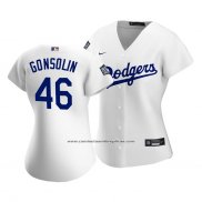 Camiseta Beisbol Mujer Los Angeles Dodgers Tony Gonsolin 2020 Primera Replica Blanco