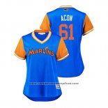 Camiseta Beisbol Mujer Miami Marlins Adam Conley 2018 LLWS Players Weekend Acon Azul