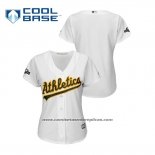 Camiseta Beisbol Mujer Oakland Athletics 2019 Postemporada Cool Base Blanco