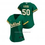 Camiseta Beisbol Mujer Oakland Athletics Mike Fiers 2020 Replica Alterno Verde