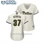 Camiseta Beisbol Mujer Philadelphia Phillies Odubel Herrera 2018 Dia de los Caidos Cool Base Crema