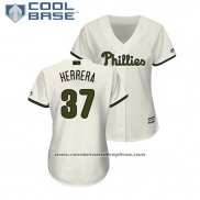 Camiseta Beisbol Mujer Philadelphia Phillies Odubel Herrera 2018 Dia de los Caidos Cool Base Crema