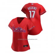 Camiseta Beisbol Mujer Philadelphia Phillies Rhys Hoskins 2020 Replica Alterno Rojo