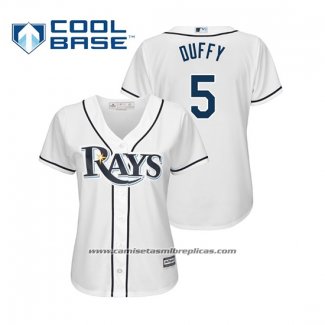Camiseta Beisbol Mujer Tampa Bay Rays Matt Duffy Cool Base Primera 2019 Blanco