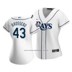 Camiseta Beisbol Mujer Tampa Bay Rays Mike Brosseau Primera Replica Blanco