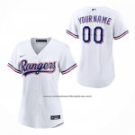 Camiseta Beisbol Mujer Texas Rangers Primera Replica Personalizada Blanco