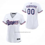 Camiseta Beisbol Mujer Texas Rangers Primera Replica Personalizada Blanco