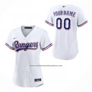 Camiseta Beisbol Mujer Texas Rangers Primera Replica Personalizada Blanco