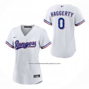 Camiseta Beisbol Mujer Texas Rangers Sam Haggerty Primera Replica Blanco