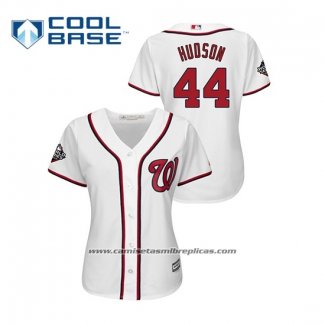 Camiseta Beisbol Mujer Washington Nationals Daniel Hudson 2019 World Series Bound Cool Base Blanco