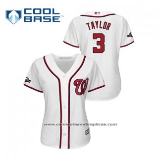 Camiseta Beisbol Mujer Washington Nationals Michael A. Taylor 2019 Postemporada Cool Base Blanco