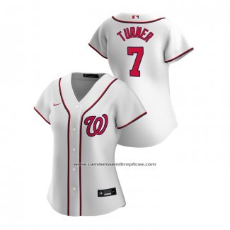 Camiseta Beisbol Mujer Washington Nationals Trea Turner 2020 Replica Primera Blanco