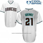 Camiseta Beisbol Hombre Arizona Diamondbacks 21 Zack Greinke Blanco Aqua Autentico Cool Base