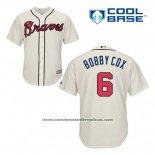 Camiseta Beisbol Hombre Atlanta Braves 6 Bobby Cox Crema Alterno Cool Base