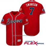 Camiseta Beisbol Hombre Atlanta Braves 7 Dansby Swanson Rojo 2017 All Star Flex Base