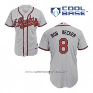 Camiseta Beisbol Hombre Atlanta Braves 8 Bob Uecker Gris Cool Base
