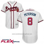 Camiseta Beisbol Hombre Atlanta Braves 8 Jace Peterson Blanco Autentico Collection Flex Base