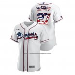 Camiseta Beisbol Hombre Atlanta Braves Fred Mcgriff 2020 Stars & Stripes 4th of July Blanco