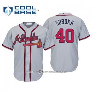 Camiseta Beisbol Hombre Atlanta Braves Mike Soroka Cool Base Road 2019 Gris