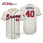 Camiseta Beisbol Hombre Atlanta Braves Mike Soroka Flex Base Autentico Collezione Alterno 2019 Crema