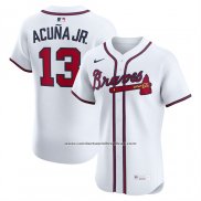 Camiseta Beisbol Hombre Atlanta Braves Ronald Acuna Jr Home Elite Blanco