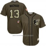 Camiseta Beisbol Hombre Baltimore Orioles 13 Manny Machado Verde Salute To Service