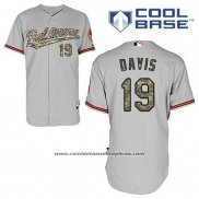 Camiseta Beisbol Hombre Baltimore Orioles 19 Chris Davis Gris Usmc Cool Base