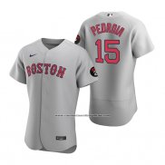 Camiseta Beisbol Hombre Boston Red Sox Dustin Pedroia Autentico Gris