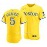 Camiseta Beisbol Hombre Boston Red Sox Enrique Hernandez 2021 City Connect Autentico Oro