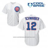 Camiseta Beisbol Hombre Chicago Cubs 12 Kyle Schwarber Blanco Primera Cool Base