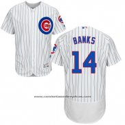 Camiseta Beisbol Hombre Chicago Cubs 14 Ernie Banks Autentico Collection Flex Base Blanco