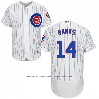 Camiseta Beisbol Hombre Chicago Cubs 14 Ernie Banks Autentico Collection Flex Base Blanco