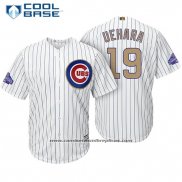 Camiseta Beisbol Hombre Chicago Cubs 19 Koji Uehara Blanco Oro Cool Base