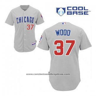 Camiseta Beisbol Hombre Chicago Cubs 37 Travis Wood Gris Cool Base