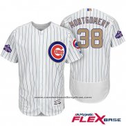 Camiseta Beisbol Hombre Chicago Cubs 38 Mike Montgomery Blanco Oro Flex Base
