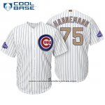 Camiseta Beisbol Hombre Chicago Cubs 75 Jacob Hannemann Blanco Oro Cool Base