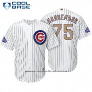 Camiseta Beisbol Hombre Chicago Cubs 75 Jacob Hannemann Blanco Oro Cool Base
