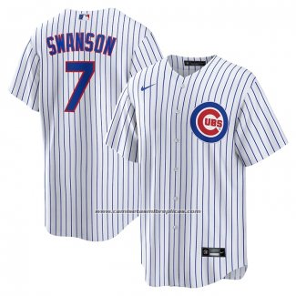 Camiseta Beisbol Hombre Chicago Cubs Dansby Swanson Primera Replica Blanco