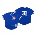 Camiseta Beisbol Hombre Chicago Cubs Greg Maddux Autentico 1987 Bp Mesh Azul