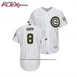 Camiseta Beisbol Hombre Chicago Cubs Ian Happ 2018 Dia de los Caidos Flex Base Blanco