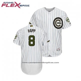 Camiseta Beisbol Hombre Chicago Cubs Ian Happ 2018 Dia de los Caidos Flex Base Blanco