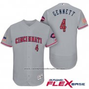 Camiseta Beisbol Hombre Cincinnati Reds 2017 Estrellas Y Rayas 4 Scooter Gennett Gris Flex Base