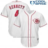 Camiseta Beisbol Hombre Cincinnati Reds Scooter Gennett 4 Blanco Cool Base