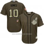 Camiseta Beisbol Hombre Cleveland Indians 10 Yan Gomes Verde Salute To Service Camiseta Beisbol Hombre Cleveland Indians 10 Yan Gomes Verde Salute To Service