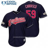 Camiseta Beisbol Hombre Cleveland Indians 2017 Postemporada 59 Carlos Carrasco Azul Cool Base