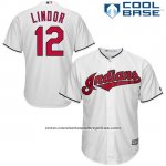 Camiseta Beisbol Hombre Cleveland Indians Francisco Lindor 12 Blanco Cool Base Camiseta Beisbol Hombre Cleveland Indians Francisco Lindor 12 Blanco Cool Base