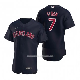 Camiseta Beisbol Hombre Cleveland Indians Myles Straw Autentico Alterno Azul