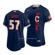 Camiseta Beisbol Hombre Cleveland Indians Shane Bieber 2021 All Star Autentico Azul